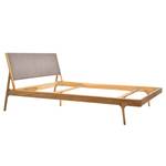 Massief houten bed Fleek I massief eikenhout - Eik - Stof Gaia: Bruin-Grijs - 160 x 200cm