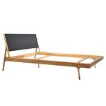 Massief houten bed Fleek I massief eikenhout - Eik - Stof Muya: Antraciet - 160 x 200cm