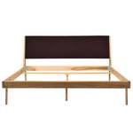 Massief houten bed Fleek I massief eikenhout - Eik - Stof Muya: Aubergine - 160 x 200cm