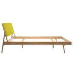 Massief houten bed Fleek I massief eikenhout - Eik - Stof Muya: Geel - 160 x 200cm