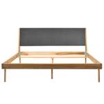 Massief houten bed Fleek I massief eikenhout - Eik - Stof Gaia: Grijs - 160 x 200cm