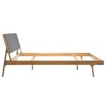 Massief houten bed Fleek I massief eikenhout - Eik - Stof Gaia: Grijs - 160 x 200cm