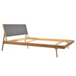 Massief houten bed Fleek I massief eikenhout - Eik - Stof Gaia: Grijs - 160 x 200cm