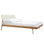 Massief houten bed Fleek I massief eikenhout - Eik - Leer Tupi: Crèmekleurig - 160 x 200cm