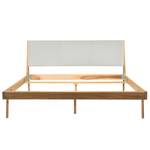 Massief houten bed Fleek I massief eikenhout - Eik - Leer Tupi: Crèmekleurig - 160 x 200cm