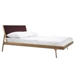 Massief houten bed Fleek I massief eikenhout - Lichte eikenhouten - Stof Muya: Aubergine - 160 x 200cm