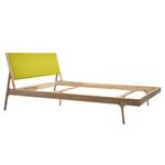 Massief houten bed Fleek I massief eikenhout - Lichte eikenhouten - Stof Muya: Geel - 160 x 200cm