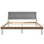 Massief houten bed Fleek I massief eikenhout - Lichte eikenhouten - Stof Gaia: Lichtgrijs - 160 x 200cm