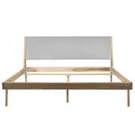 Massief houten bed Fleek I massief eikenhout - Lichte eikenhouten - Leer Tupi: Lichtgrijs - 160 x 200cm