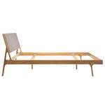 Massief houten bed Fleek I massief eikenhout - Eik - Stof Gaia: Bruin-Grijs - 180 x 200cm