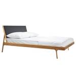 Massief houten bed Fleek I massief eikenhout - Eik - Stof Muya: Antraciet - 180 x 200cm