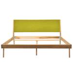 Massief houten bed Fleek I massief eikenhout - Eik - Stof Muya: Geel - 180 x 200cm