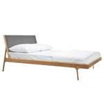 Massief houten bed Fleek I massief eikenhout - Eik - Stof Gaia: Grijs - 180 x 200cm
