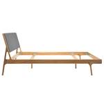 Massief houten bed Fleek I massief eikenhout - Eik - Stof Gaia: Grijs - 180 x 200cm