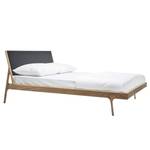 Massief houten bed Fleek I massief eikenhout - Lichte eikenhouten - Stof Muya: Antraciet - 180 x 200cm