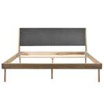 Massief houten bed Fleek I massief eikenhout - Lichte eikenhouten - Stof Gaia: Grijs - 180 x 200cm