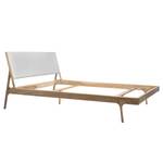 Massief houten bed Fleek I massief eikenhout - Lichte eikenhouten - Leer Tupi: Lichtgrijs - 180 x 200cm