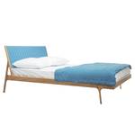 Bett Fleek II Eiche massiv - Hellblau / Eiche - 160 x 200cm