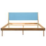 Massief houten bed Fleek II massief eikenhout - Lichtblauw/eikenhoutkleurig - 160 x 200cm