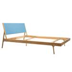 Massief houten bed Fleek II massief eikenhout - Lichtblauw/eikenhoutkleurig - 160 x 200cm