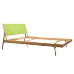 Massief houten bed Fleek II massief eikenhout - Eikenhout/Lichtgroen - 160 x 200cm