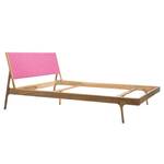 Massief houten bed Fleek II massief eikenhout - Roze / licht eikenhout - 160 x 200cm