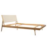 Massief houten bed Fleek II massief eikenhout - Eik - Stof Cley: Beige - 180 x 200cm