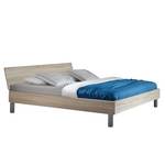 Bed Nodd II (met hoofdeinde) Grof gezaagd eikenhouten look - 100 x 200cm