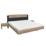 Beddenset Borba (3-delig) Lichte San Remo eikenhouten look/grijs - 160 x 200cm