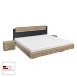 Beddenset Borba (3-delig) Lichte San Remo eikenhouten look/grijs - 160 x 200cm