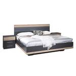 Bedframe Tarragona metallic grijs/San Remo eikenhouten look - ligoppervlak: 180x200cm - inclusief bedlade