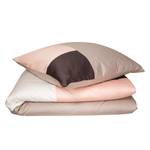 Parure de lit Colorblock Coton - Taupe / Saumon - 155 x 220 cm + oreiller 80 x 80 cm