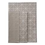 Parure de lit Grid Coton - Taupe / Blanc - 135 x 200 cm + oreiller 80 x 80 cm