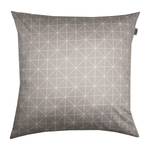 Parure de lit Grid Coton - Taupe / Blanc - 155 x 220 cm + oreiller 80 x 80 cm