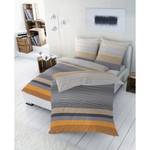 Parure de lit La Zenia Flanelle - Gris clair / Orange - 135 x 200 cm + oreiller 80 x 80 cm