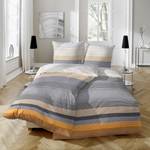 Parure de lit La Zenia Flanelle - Gris clair / Orange - 135 x 200 cm + oreiller 80 x 80 cm