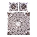 Parure de lit New Mandala Étoffe de coton - Anthracite / Blanc - 200 x 200 cm + 2 oreillers 80 x 80 cm