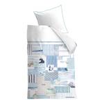 Parure de lit Rivièra Maison Sylt Stripe Coton - Blanc / Bleu - 135 x 200 cm + oreiller 80 x 80 cm