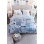 Parure de lit Rivièra Maison Sylt Stripe Coton - Blanc / Bleu - 155 x 220 cm + oreiller 80 x 80 cm