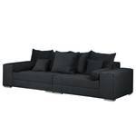 Grand canapé Aaron III Microfibre Anthracite - Avec repose-pieds