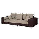 Bigsofa Aaron Kunstleder Braun/Samtstoff Taupe - Ohne Hocker