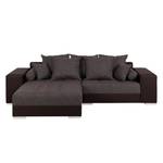 Bigsofa Aaron Kunstleder/Strukturstoff Braun - Mit Hocker