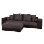 Bigsofa Aaron Kunstleder/Strukturstoff Braun - Mit Hocker