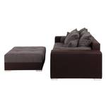 Bigsofa Aaron Kunstleder/Strukturstoff Braun - Mit Hocker