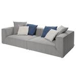 Bigsofa Big Cube Flachgewebe Hellgrau 300 x 66 cm - 6 Kissen