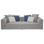 Bigsofa Big Cube Flachgewebe Hellgrau 300 x 66 cm - 6 Kissen