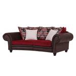 Bigsofa Chamonix Antiklederlook Dunkelbraun/Webstoff Rot