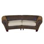 Bigsofa Mosambik Antiklederlook Braun/Webstoff Creme