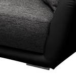 Grand canapé Reeno Tissu structuré noir et gris / Cuir synthétique noir