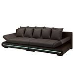 Bigsofa Rexburg Kunstleder/Strukturstoff - mit Schlaffunktion & LED - Dunkelbraun / Braun